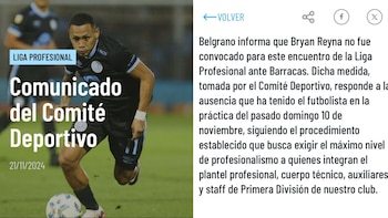 Belgrano comunicó la sanción de