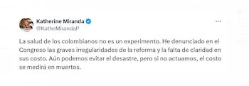 Katherine Miranda calificó la reforma