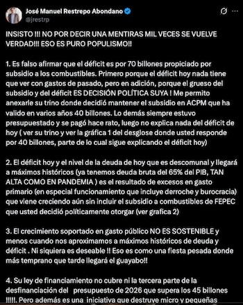 José Manuel Restrepo, exministro de