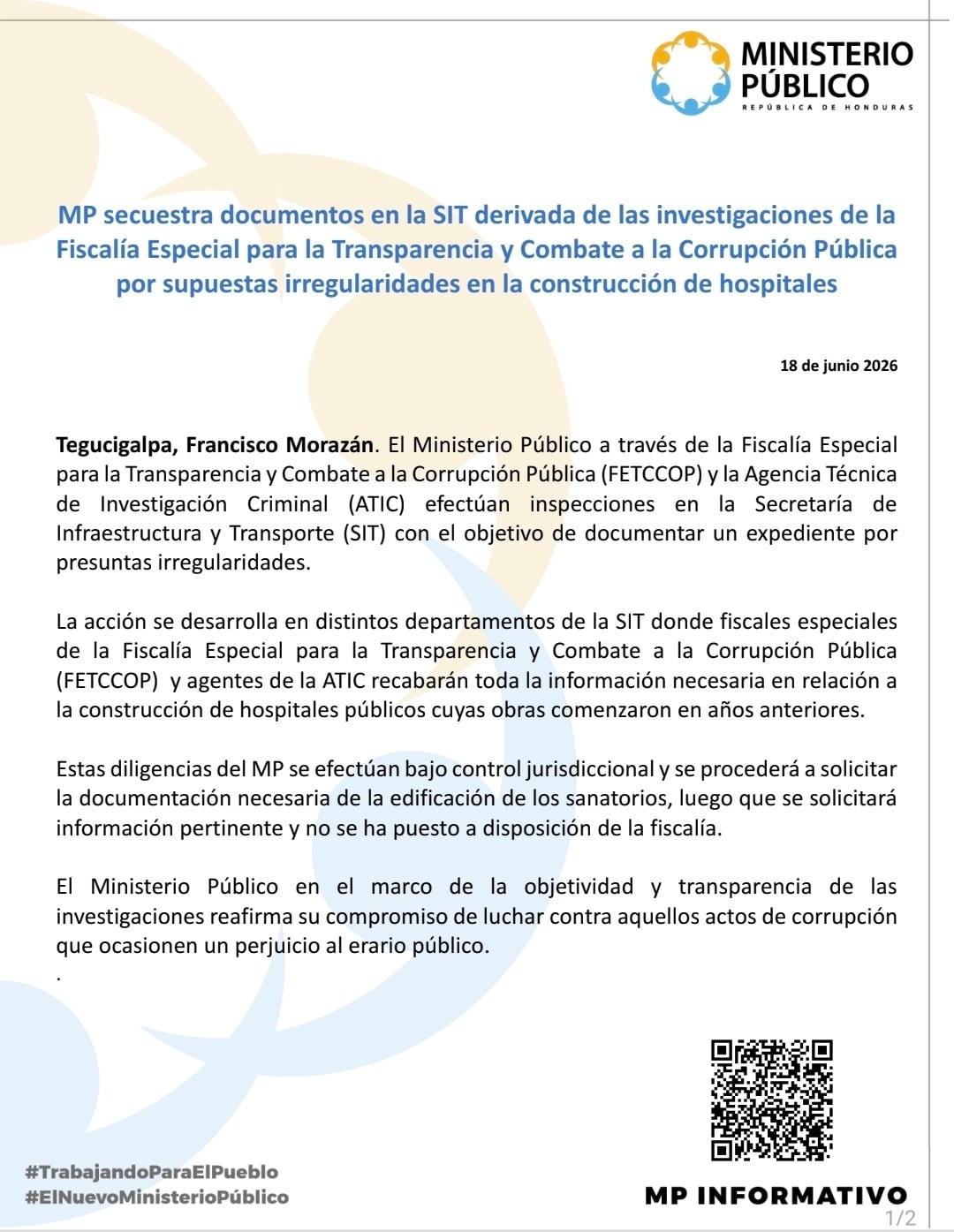 La documentación será analizada por fiscales especializados en transparencia y combate a la corrupción. (FOTO: X)