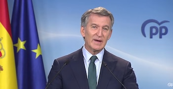 Alberto Núñez Feijóo, presidente del PP, este lunes.