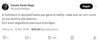 Camilo Pardo mostró apoyo a