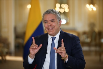 Colombia's President Ivan Duque speaks