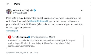 Wilson Ruiz criticó al