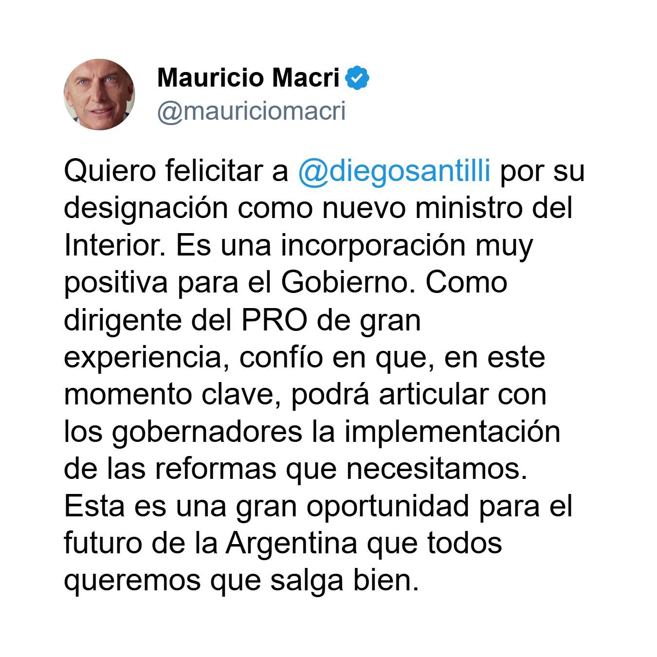 El mensaje de Macri