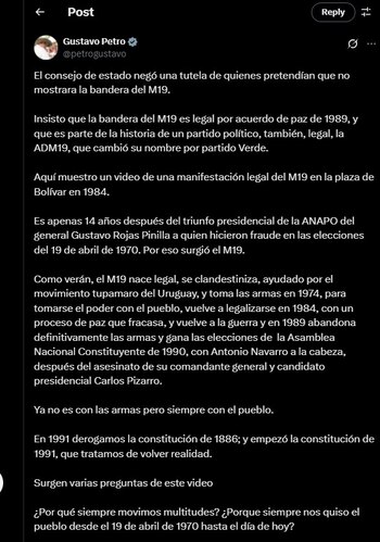 Gustavo Petro insistió en que