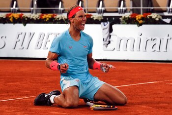 El español Rafael Nadal celebra