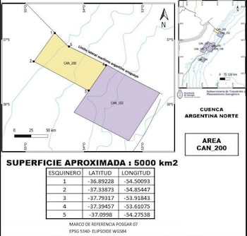 El área CAN_200 abarca 5.000 km² en la Cuenca Argentina Norte y se ubica a más de 300 kilómetros de la costa, a una profundidad superior a los 1.000 metros