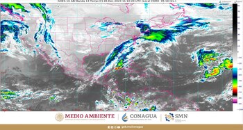 Mapa de México cubierto por la masa de aire polar que acompaña al Frente Frío 20