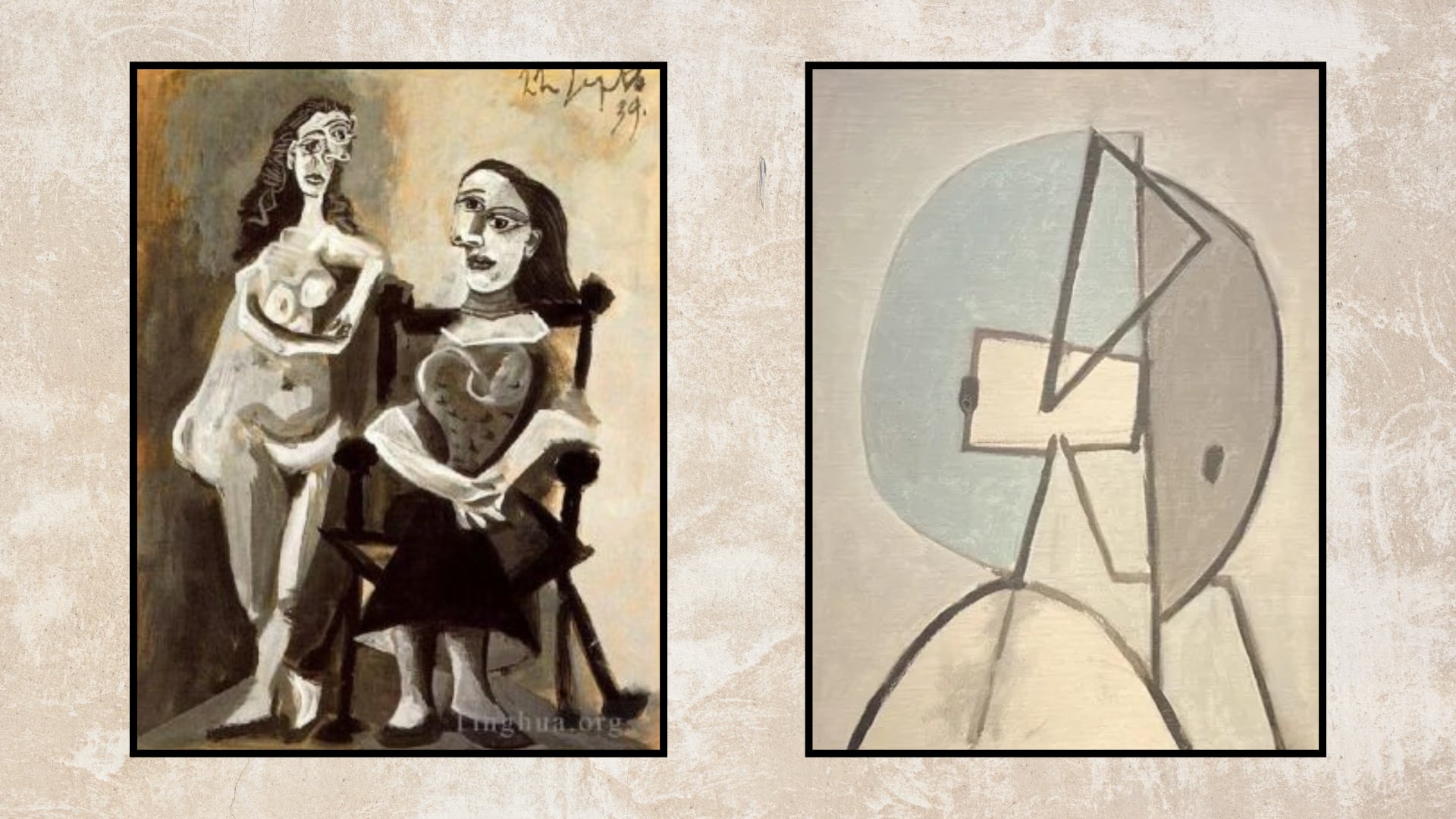 “La peintre et son modèle” (1964) y “Figure” (1929)