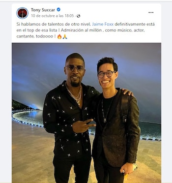 Tony Succar y Jamie Foxx. (Facebook)