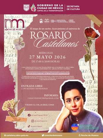 Casa Chiapas abrirá espacio para conversatorio y recorrido especial sobre Rosario Castellanos. (Imagen Ilustrativa Gobierno de la Ciudad de México).