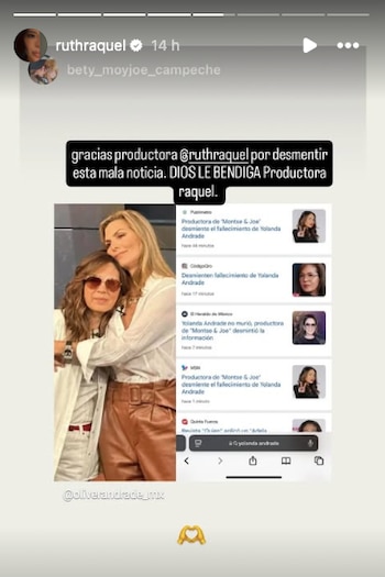 Yolanda Andrade se encuentra bien