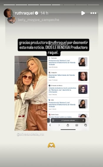 Yolanda Andrade se encuentra bien