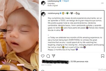 Post en Instagram de Natalia