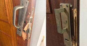 Duas das portas foram quebradas