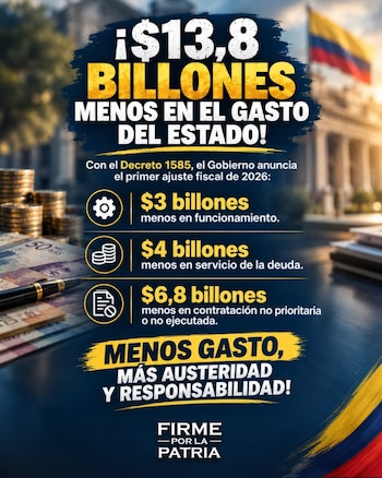 Gobierno de De la Espriella anunció un recorte presupuestal de más de $13 billones - crédito Presidencia de la República