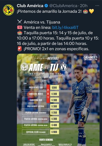 Precios para el encuentro entre