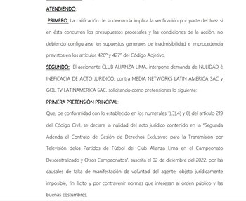 Resolución de la Corte Superior