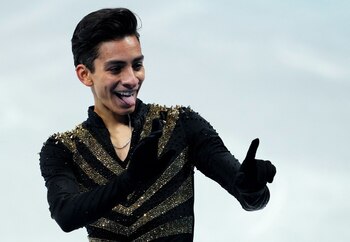 2022 Beijing Olympics - Figure Skating - Men Single Skating - Short Program - Capital Indoor Stadium, Beijing, China - February 8, 2022. Donovan Carrillo of Mexico reacts after his performance. REUTERS/Aleksandra Szmigiel