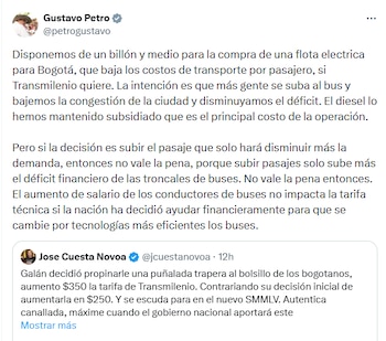 Gustavo Petro afirmó que una