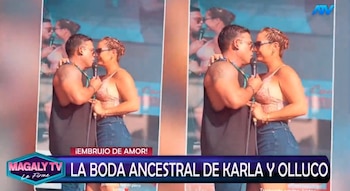 Karla Tarazona y Christian Domínguez realizan boda ancestral antes de su matrimonio civil. Captura: Magaly TV La Firme.