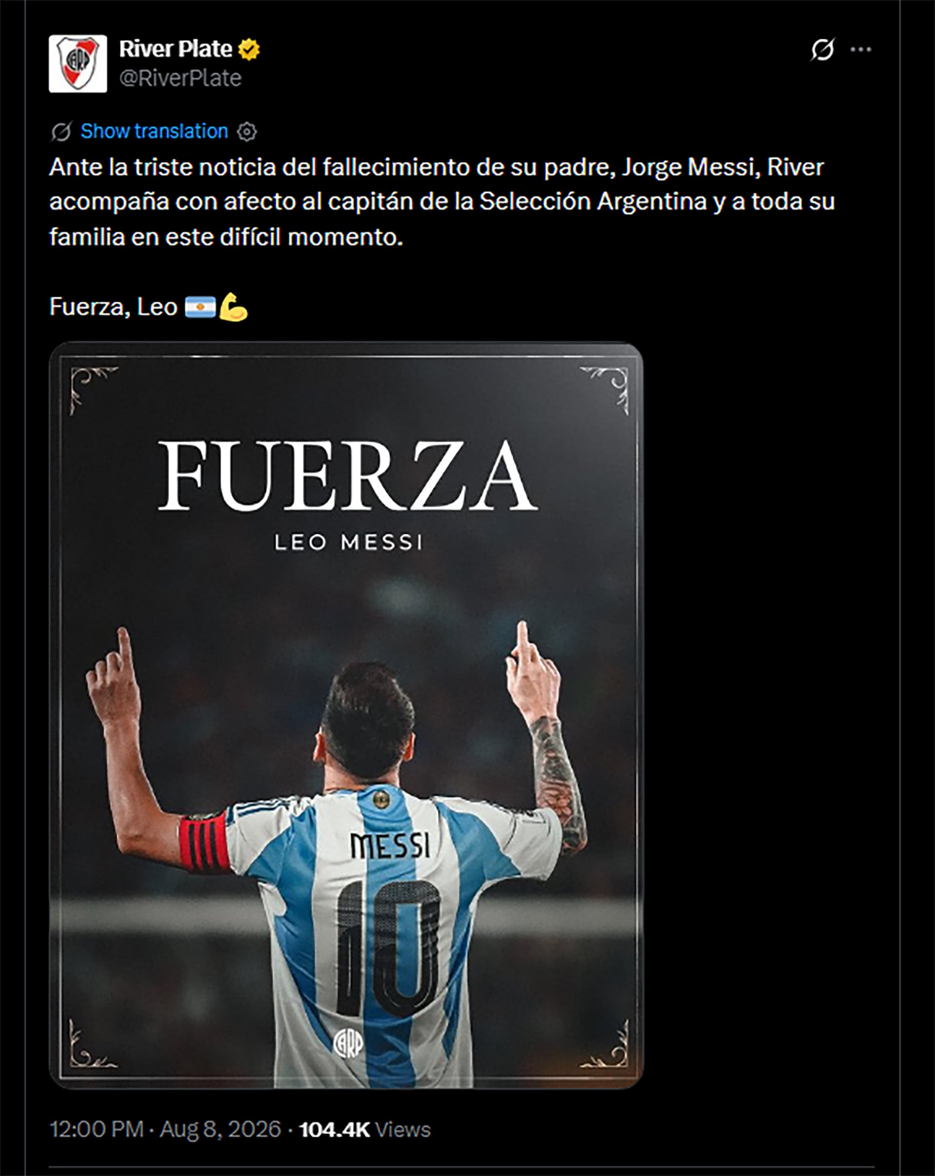Mensajes por el fallecimiento de Jorge Messi