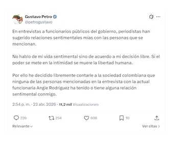 Gustavo Petro negó que tenga alguna relación con Juliana Guerrero