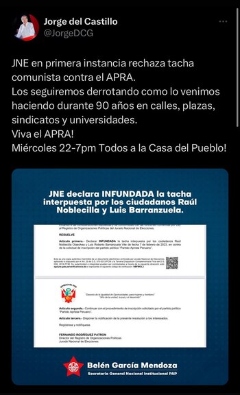 Jorge del Castillo se pronuncia