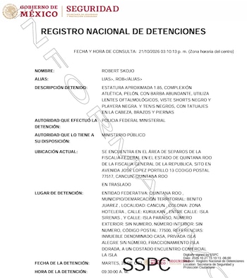 La aprehensión se concretó a las 9:30 de la mañana. Crédito: SSPC