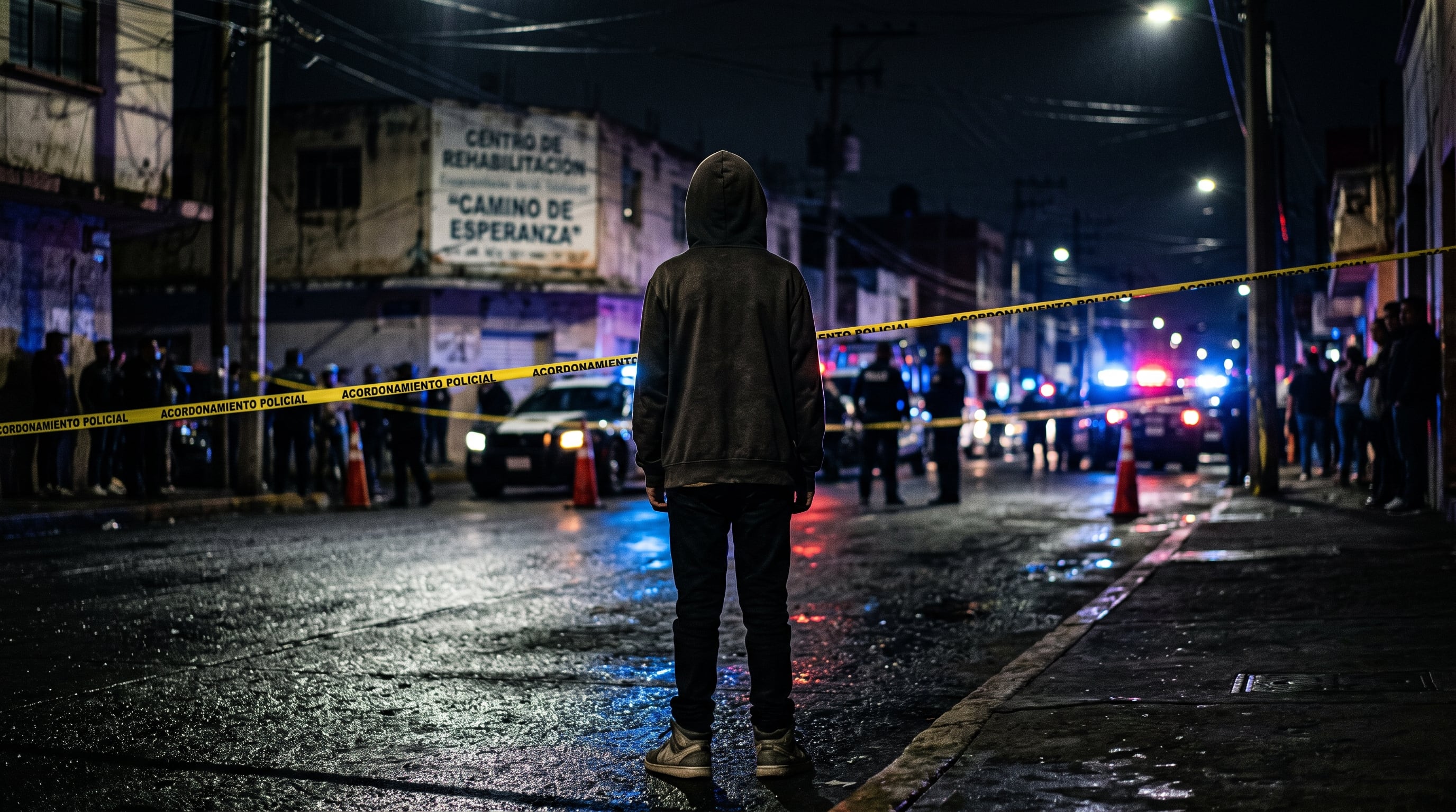 Un adolescente permanece frente a una zona acordonada por patrullas de la policía durante la noche en Guadalajara. (Imagen Ilustrativa Infobae)