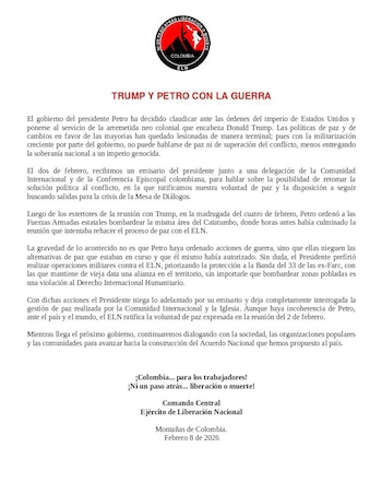 La guerrilla aseguró que el