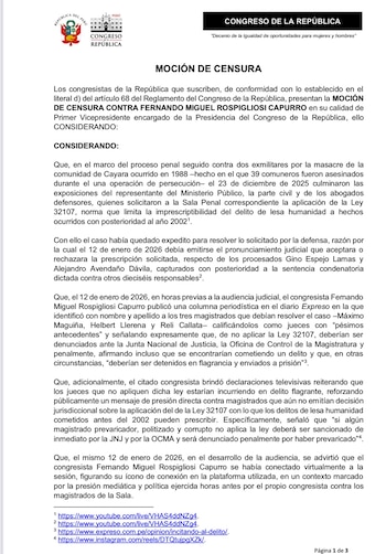 La moción sostiene que estas