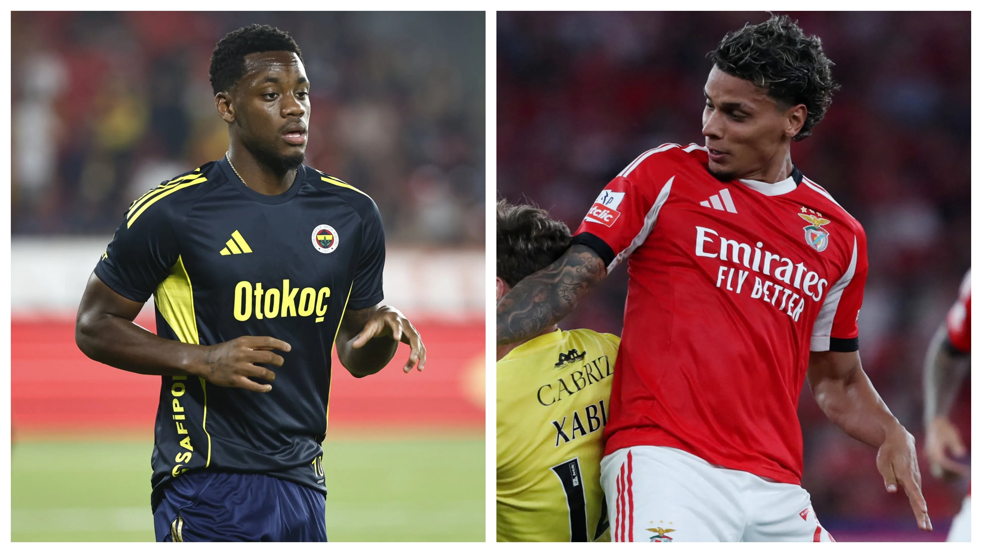 Jhon Jáder Durán, con el Fenerbahce, fue eliminado de la Champions a manos del Benfica, con el volante Richard Ríos - crédito Reuters / Fenerbahce