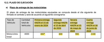 Plazos fijados en la primera