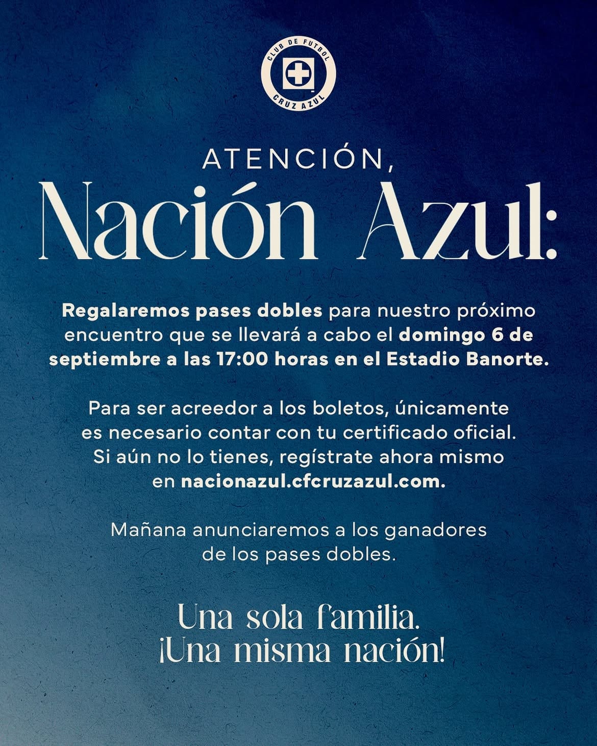 El conjunto celeste lanzó una convocatoria para que se llene el estadio en el partido correspondiente a la Jornada 7 del Apertura 2026. (IG Cruz Azul)