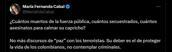 Reacción de María Fernanda Cabal