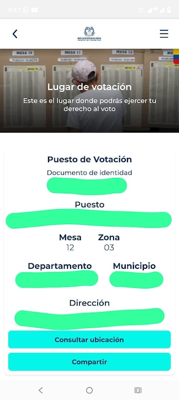 La aplicación da una opción para consultar directamente desde Google Maps en qué lugar está ubicado el puesto de votación - crédito captura de pantalla aVotar
