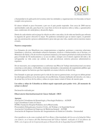 El Observatorio Interinstitucional de Cáncer