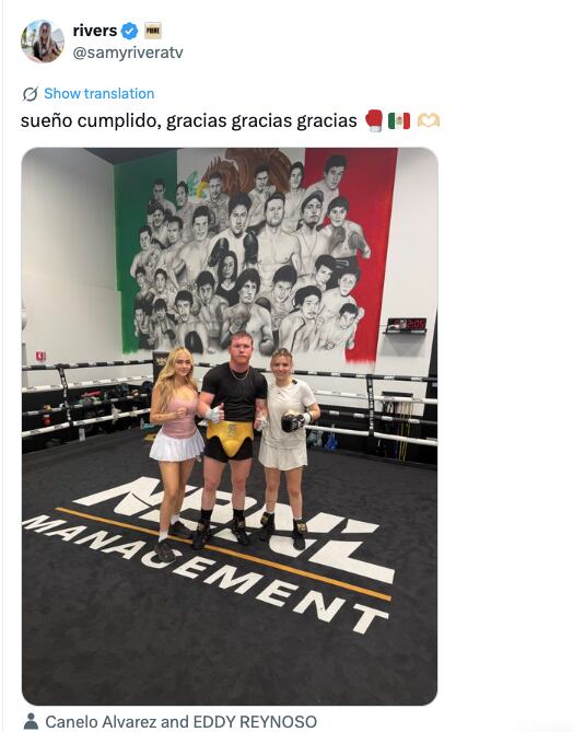 Rivers sorprende en redes sociales al posar junto a Saúl Canelo Álvarez antes de La Velada del Año, generando gran expectativa en el mundo del boxeo digital. - (RS)