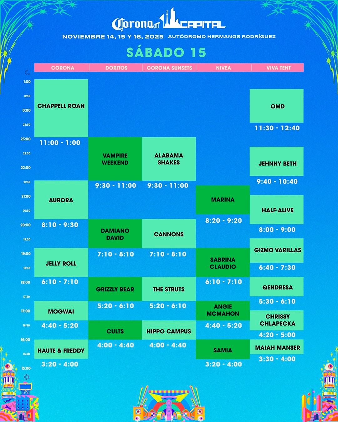 Estos son los horarios por día del Corona Capital.(X/@CoronaCapital)