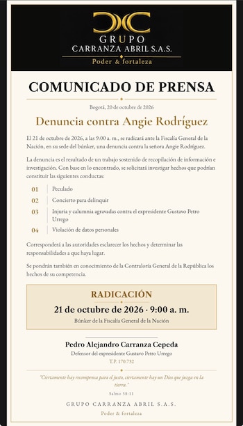 Comunicado Alejandro Carranza - crédito @HombreJurista/X