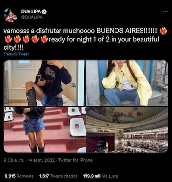 Tweet de Dua Lipa en