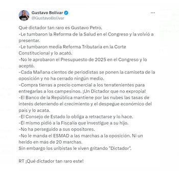Gustavo Bolívar argumentó que, a