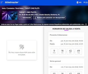 (Captura de pantalla/Ticketmaster)