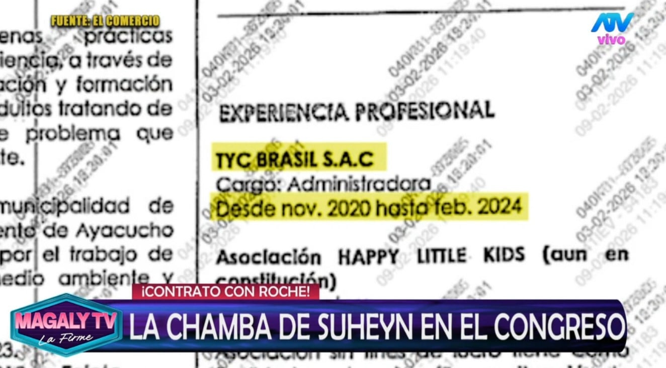 Revelan dudas sobre trabajo de Suheyn Cipriani en el Congreso: certificado laboral genera sospechas. Captura TV - ATV/ Magaly TV La Firme.
