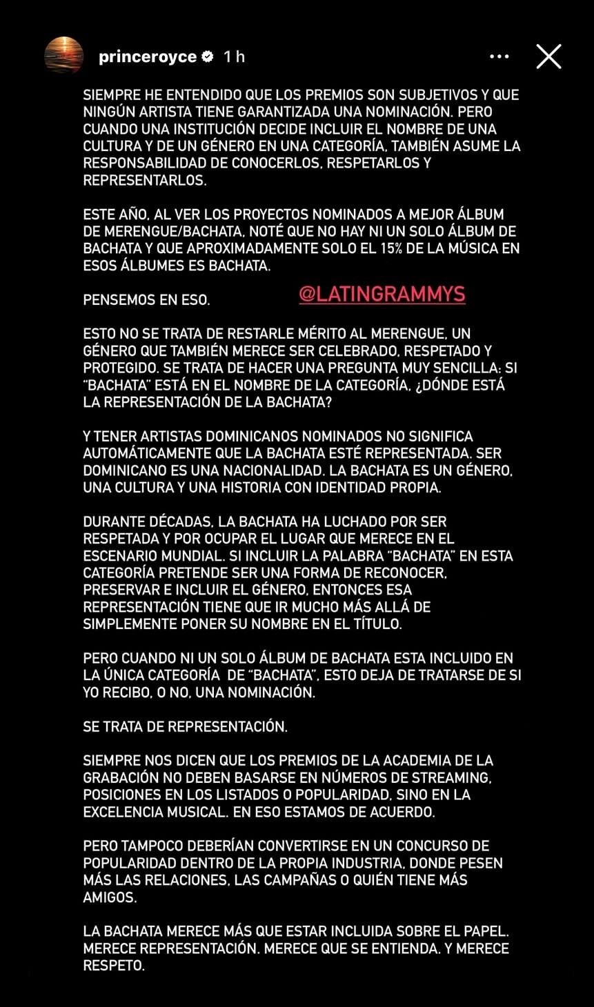 Prince Royce cuestionó la exclusión del álbum