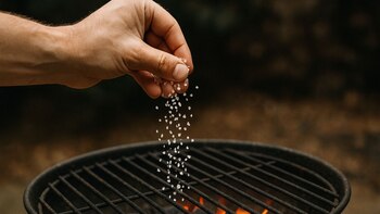 La sal gruesa sobre las