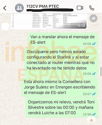 El mensaje enviado a las 20:05 (Infobae España)