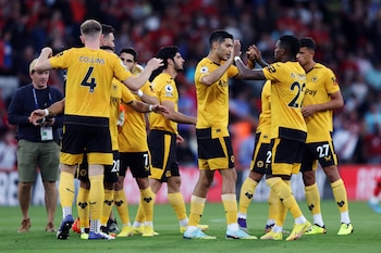 Soccer Football - Premier League - AFC Bournemouth v Wolverhampton Wanderers - Vitality Stadium, Bournemouth, Britain - August 31, 2022 Wolverhampton Wanderers' Raul Jimenez and Nelson Semedo before the match REUTERS/Ian Walton EDITORIAL USE ONLY. No use with unauthorized audio, video, data, fixture lists, club/league logos or 'live' services. Online in-match use limited to 75 images, no video emulation. No use in betting, games or single club /league/player publications. Please contact your account representative for further details.